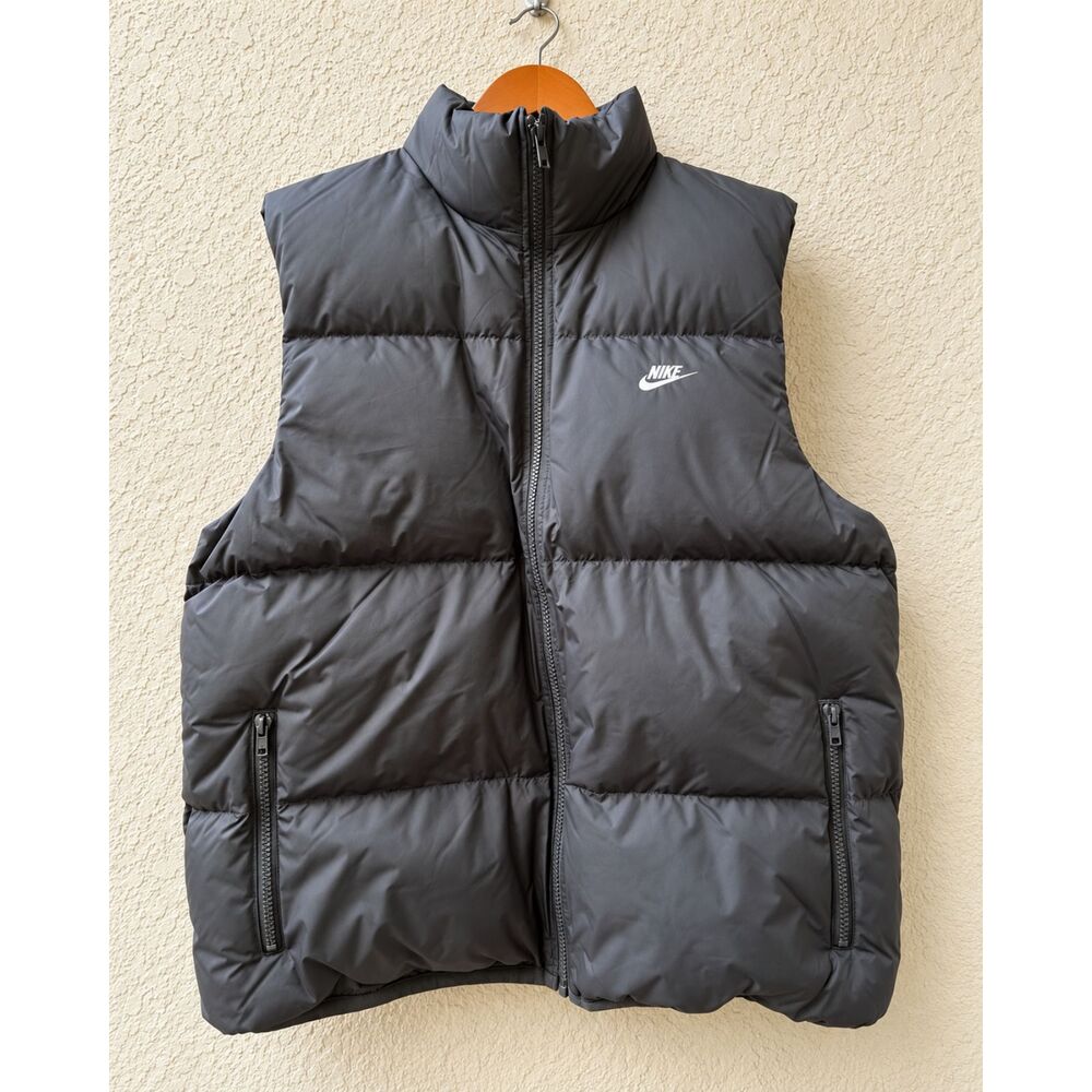 Nike Men's Down Puffer Vest Gray Size L Full Zip New With Tags